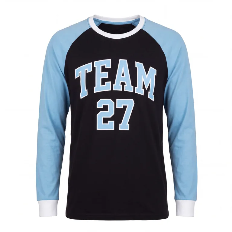 Custom ice hockey long-sleeve team tees, front view