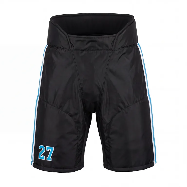 Custom ice hockey pant shells, front view