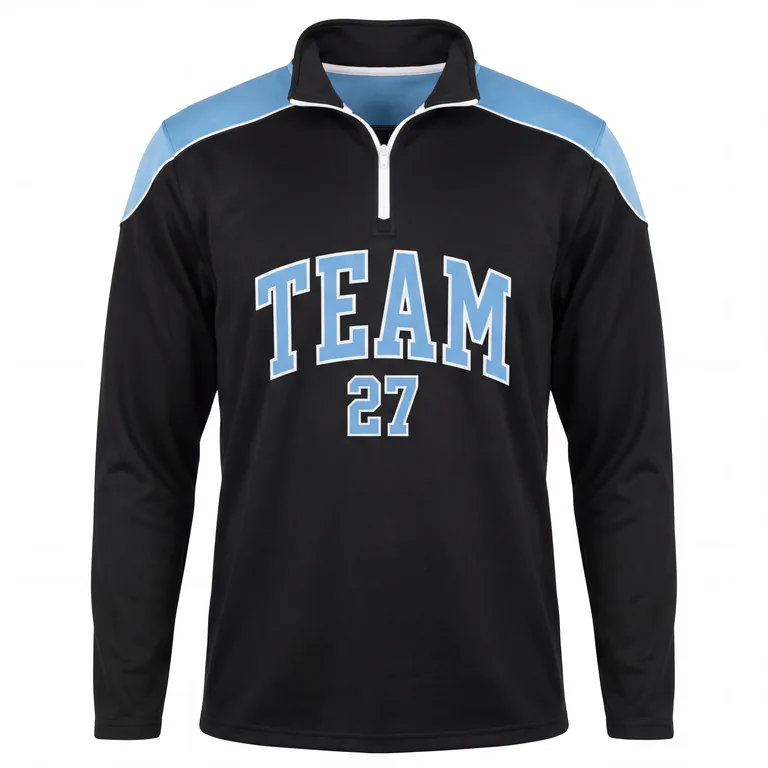 Custom ice hockey quarter-zip tops, front view