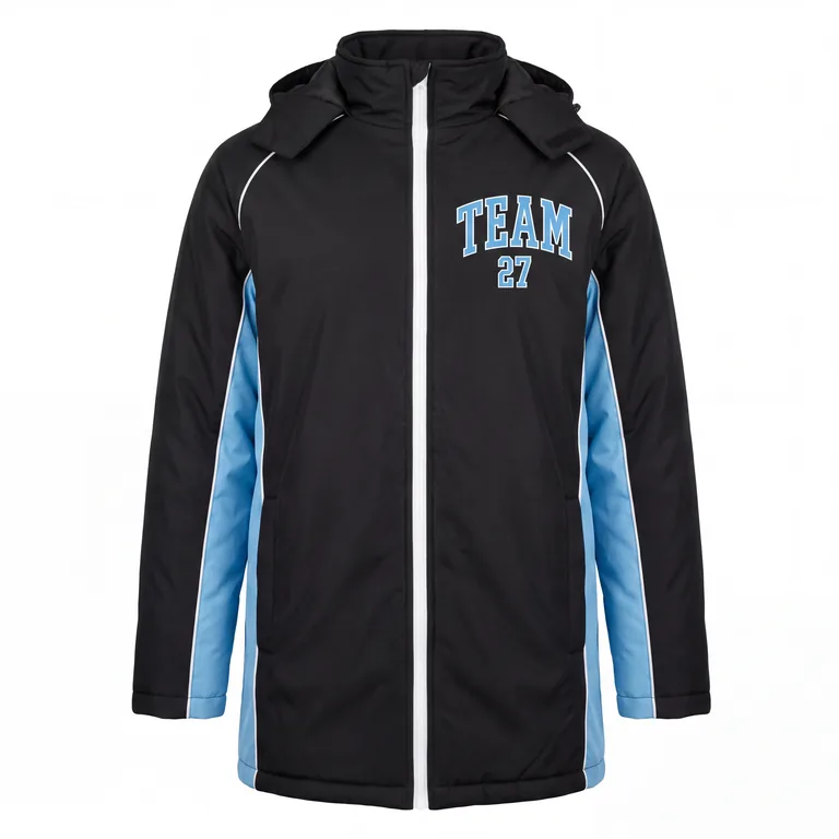 Custom ice hockey winter parkas, front view
