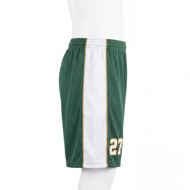 Custom lacrosse game shorts, left side view