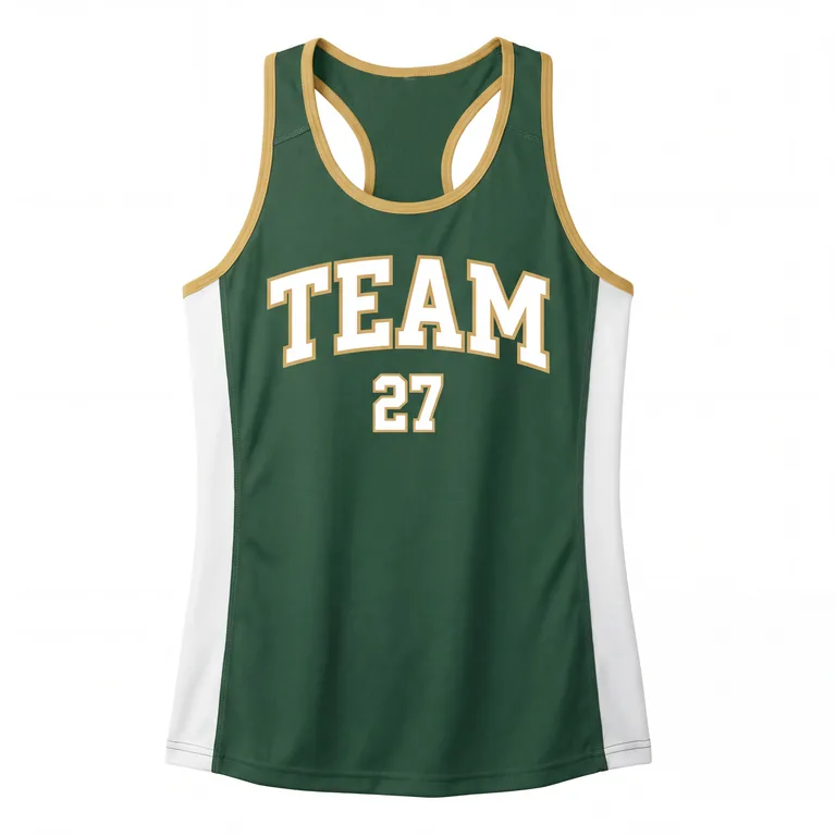 Custom lacrosse racer-back tank tops, front view