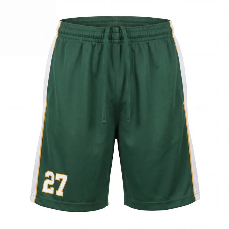 Custom lacrosse training shorts, front view