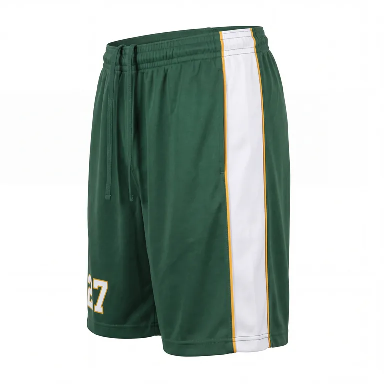 Custom lacrosse training shorts, left side view