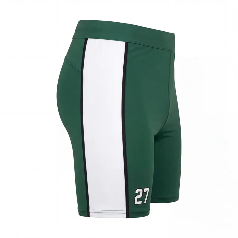 Custom rugby base-layer shorts, left side view