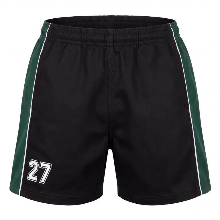 Custom rugby classic match shorts, front view