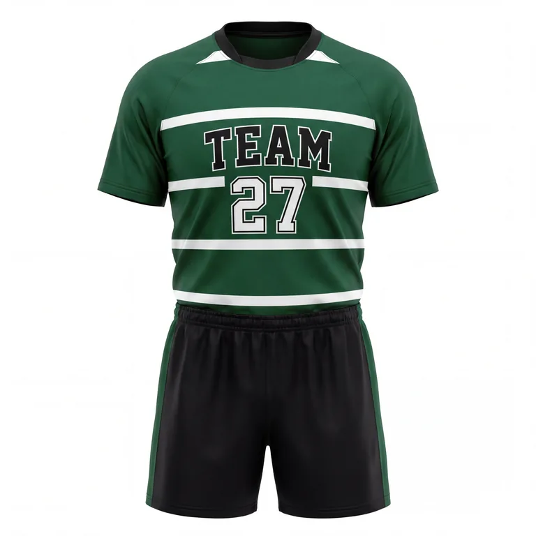 Custom rugby standard match uniforms, front view