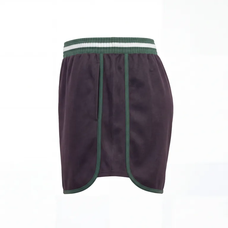 Custom rugby striped-band shorts, right side view