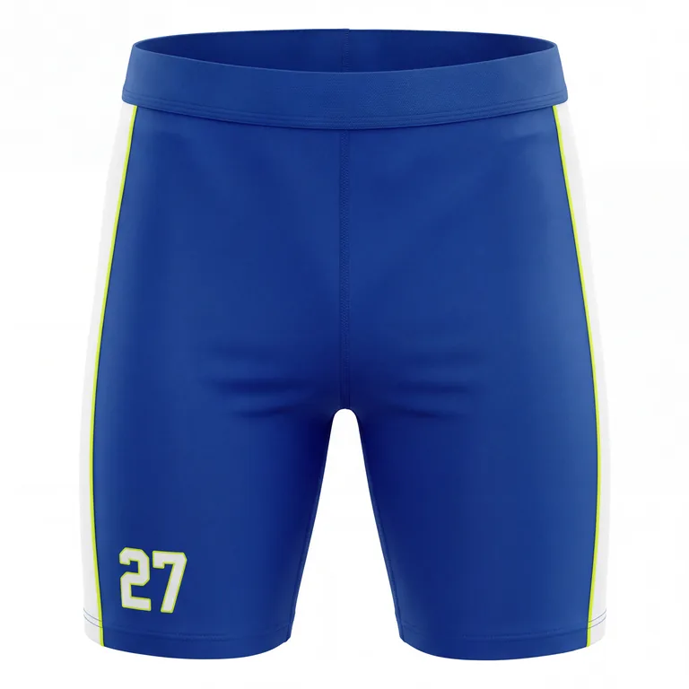 Custom soccer base-layer shorts, front view