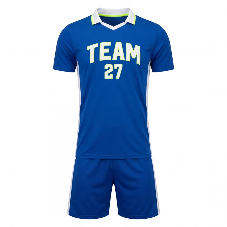 Custom soccer collared match uniforms, front view