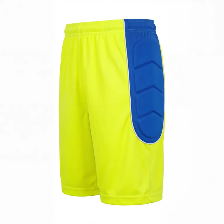 Custom soccer goalkeeper padded shorts, right side view