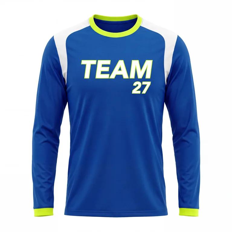 Custom soccer long-sleeve training shirts, front view