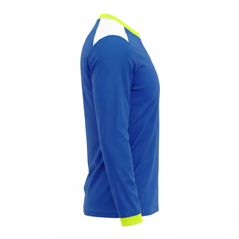 Custom soccer long-sleeve training shirts, left side view