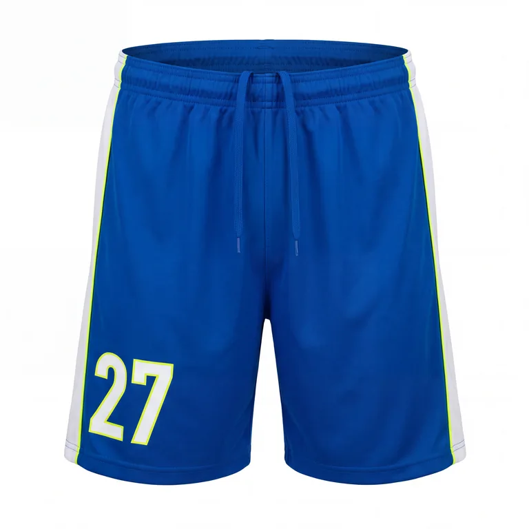 Custom soccer match shorts, front view