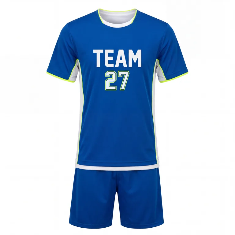 Custom soccer reversible match uniforms, front view