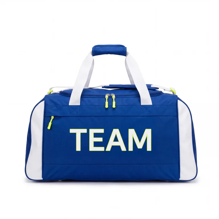 Custom soccer team duffel bags, front view