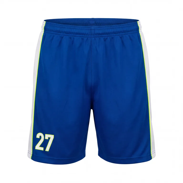 Custom soccer training shorts, front view