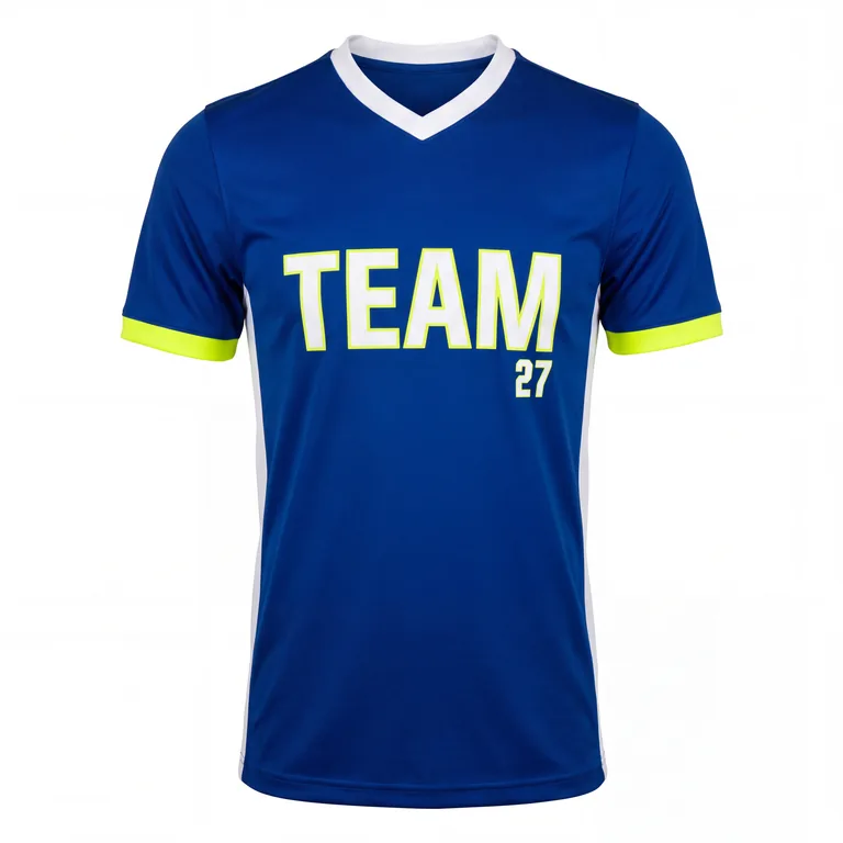 Custom soccer v-neck match jerseys, front view