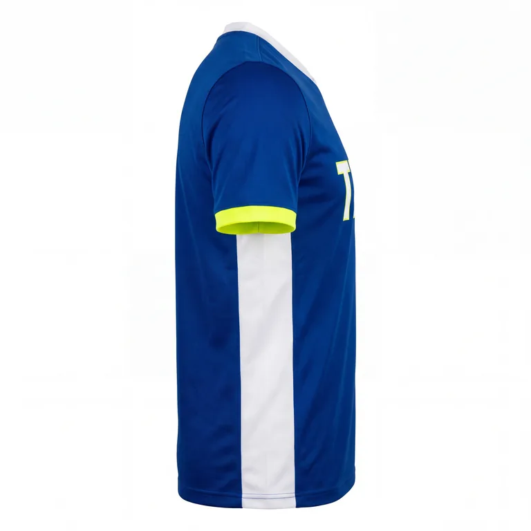 Custom soccer v-neck match jerseys, left side view