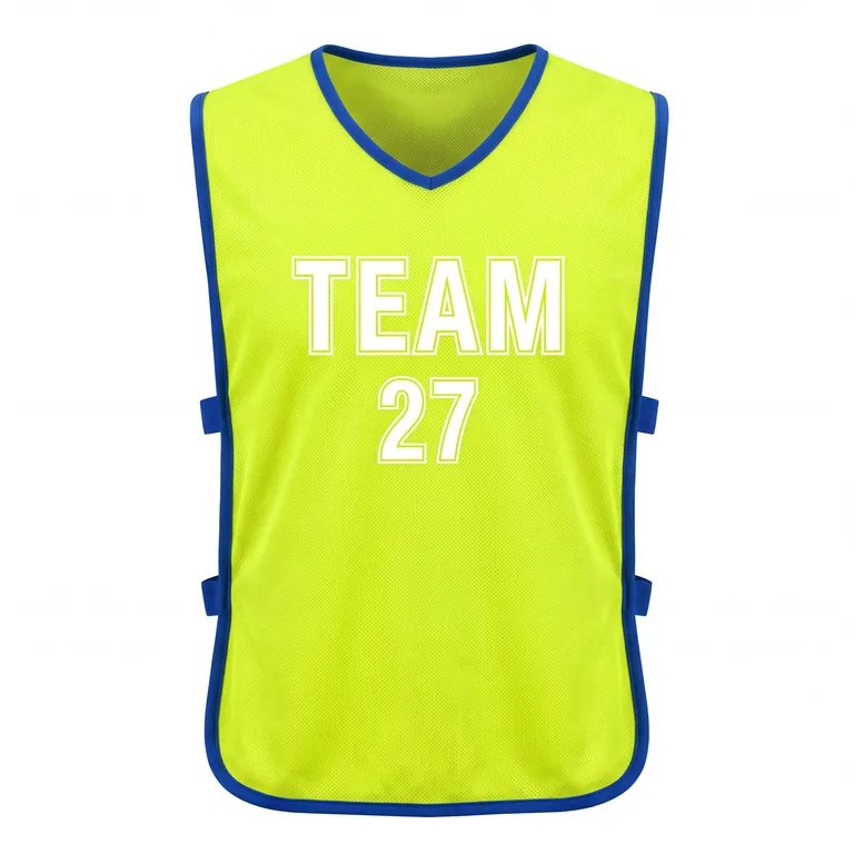 Custom soccer warm-up bibs, front view