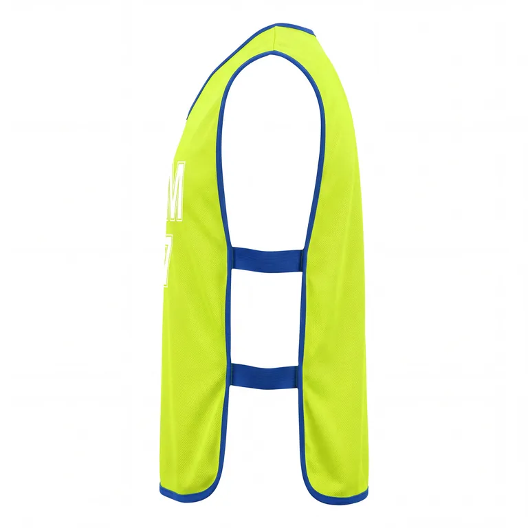 Custom soccer warm-up bibs, right side view