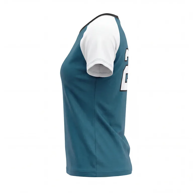 Custom softball crew-neck game jerseys, left side view
