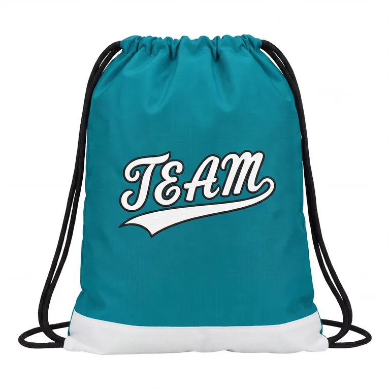 Custom softball drawstring bags, front view
