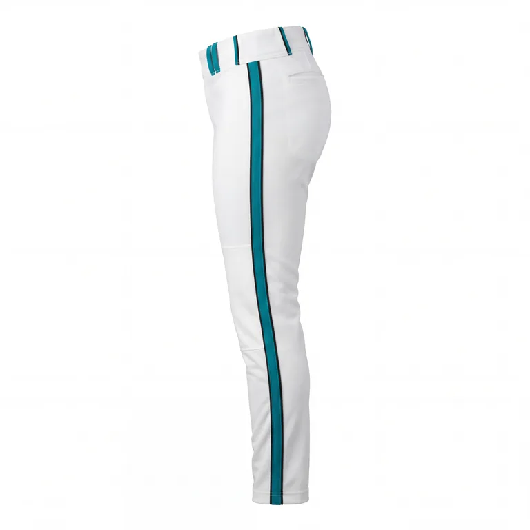 Custom softball full-length game pants, right side view