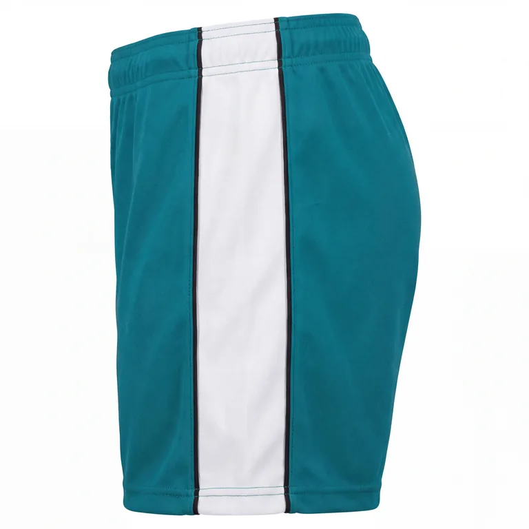 Custom softball game shorts, left side view
