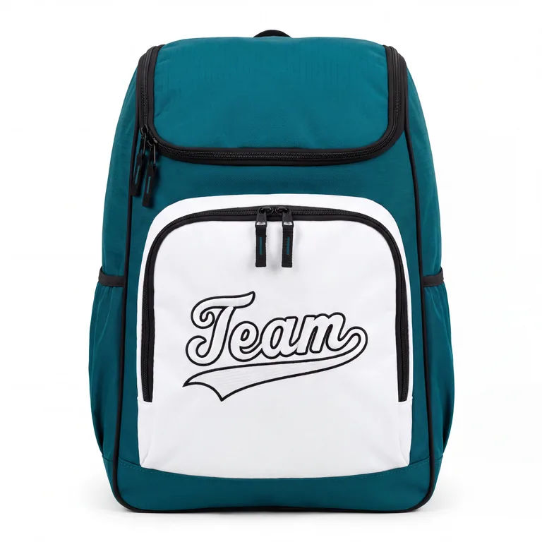 Custom softball team gear packs, front view