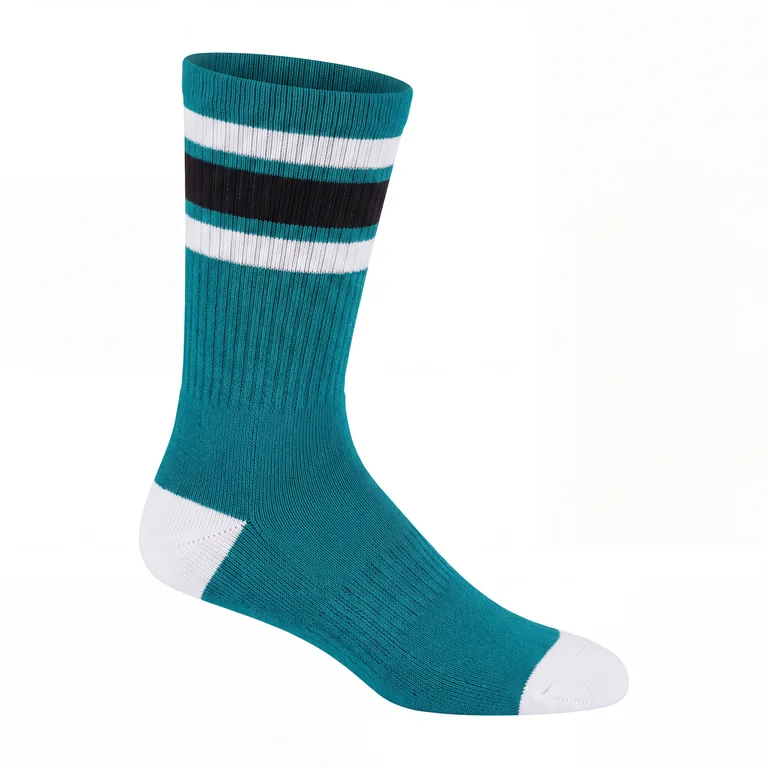 Custom softball team socks, left side view