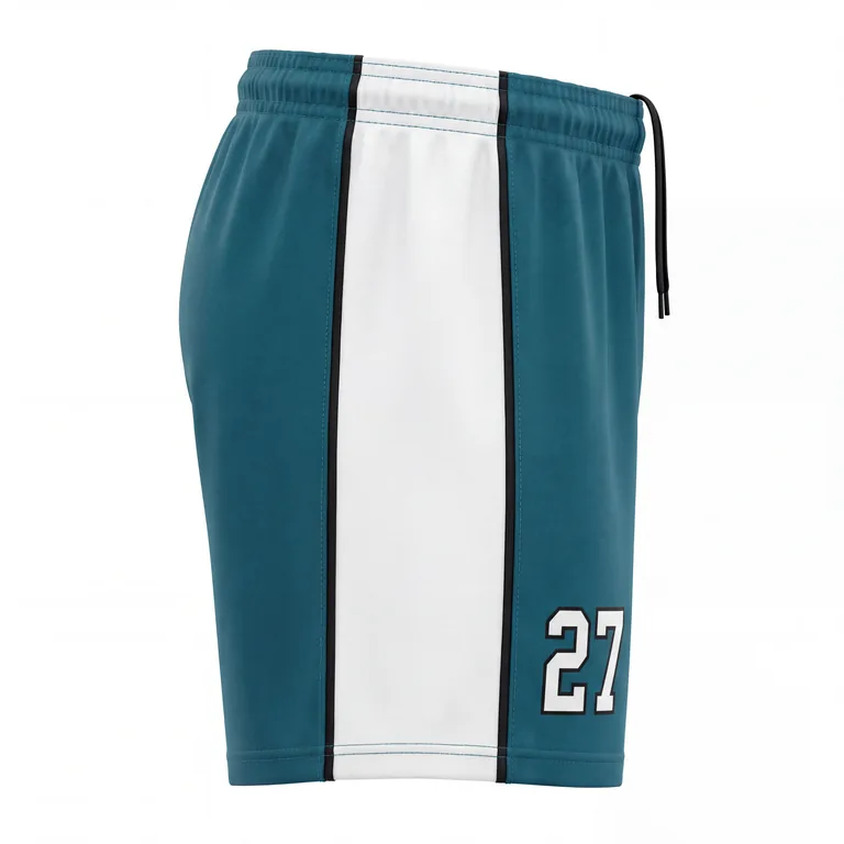 Custom softball training shorts, left side view