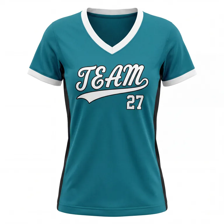 Custom softball v-neck game jerseys, front view