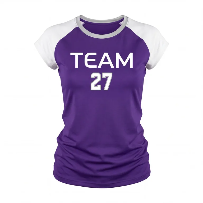 Custom volleyball crew-neck cap-sleeve jerseys, front view