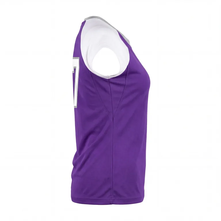 Custom volleyball crew-neck cap-sleeve jerseys, left side view