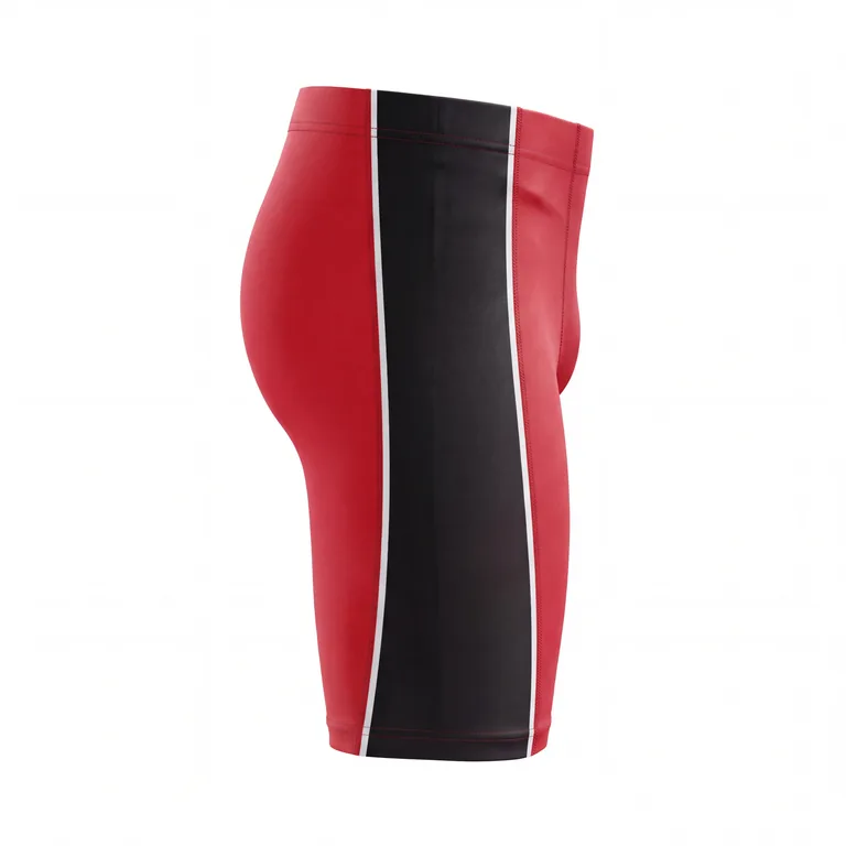 Custom wrestling base-layer shorts, left side view
