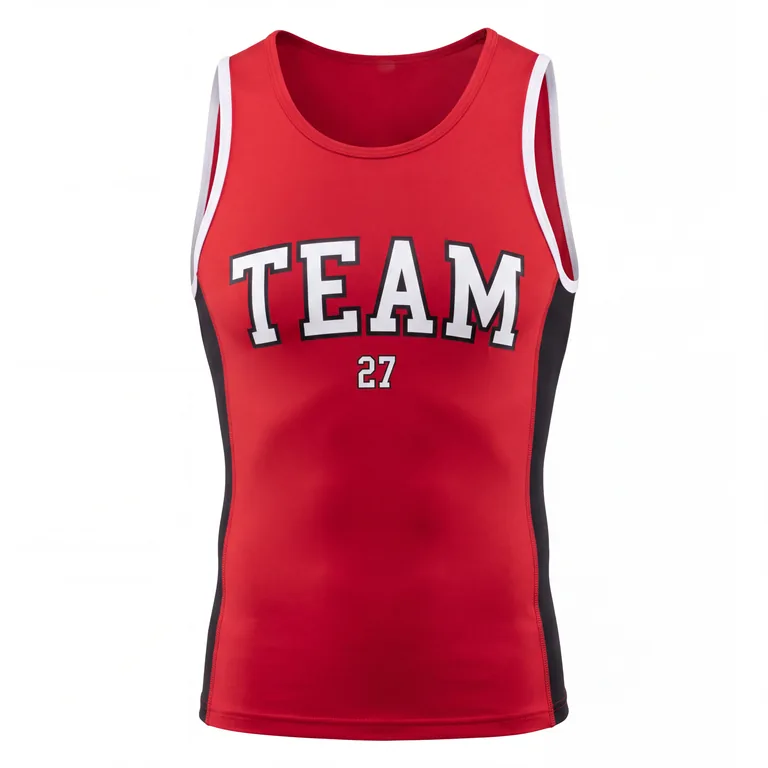 Custom wrestling base-layer tank tops, front view