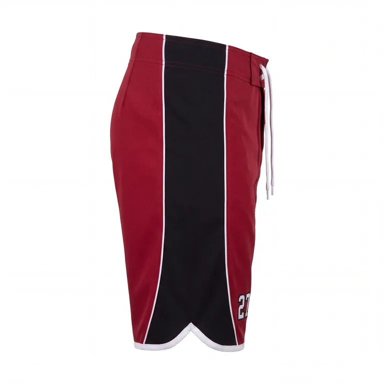 Custom wrestling board shorts, left side view