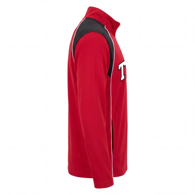 Custom wrestling quarter-zip warm-up jackets, left side view