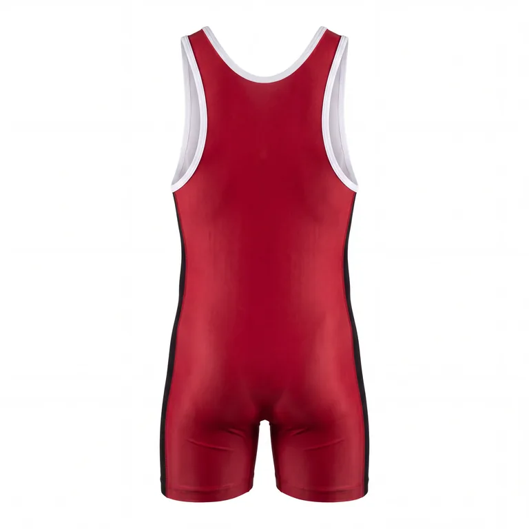 Custom wrestling team singlets, back view